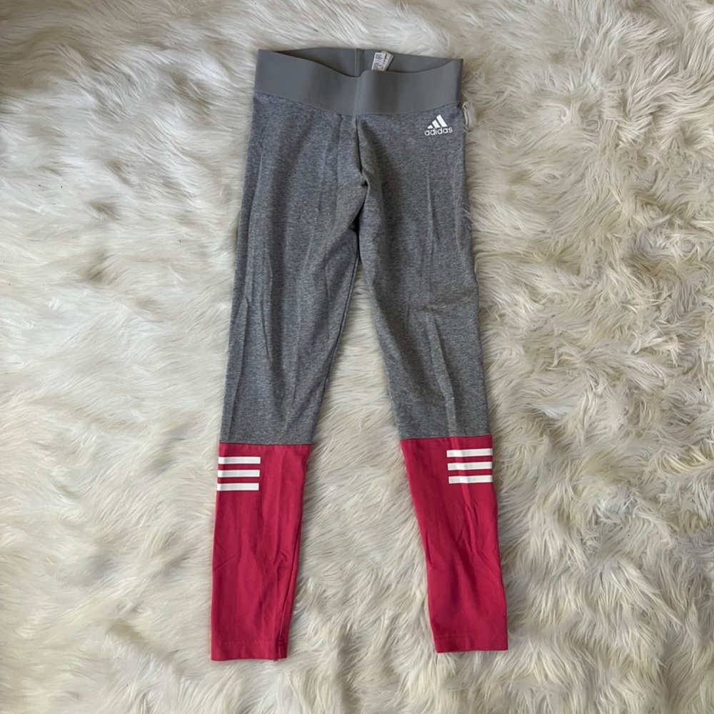 Vintage Adidas Pink and Grey Stretchy Yoga Running Pants